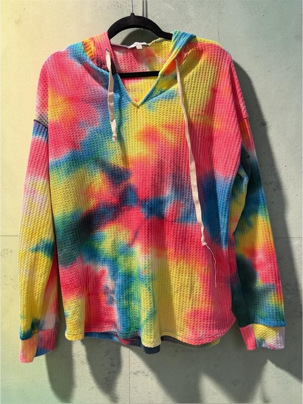 White Birch Medium Tie-Dye Hooded Thermal Knit Pullover